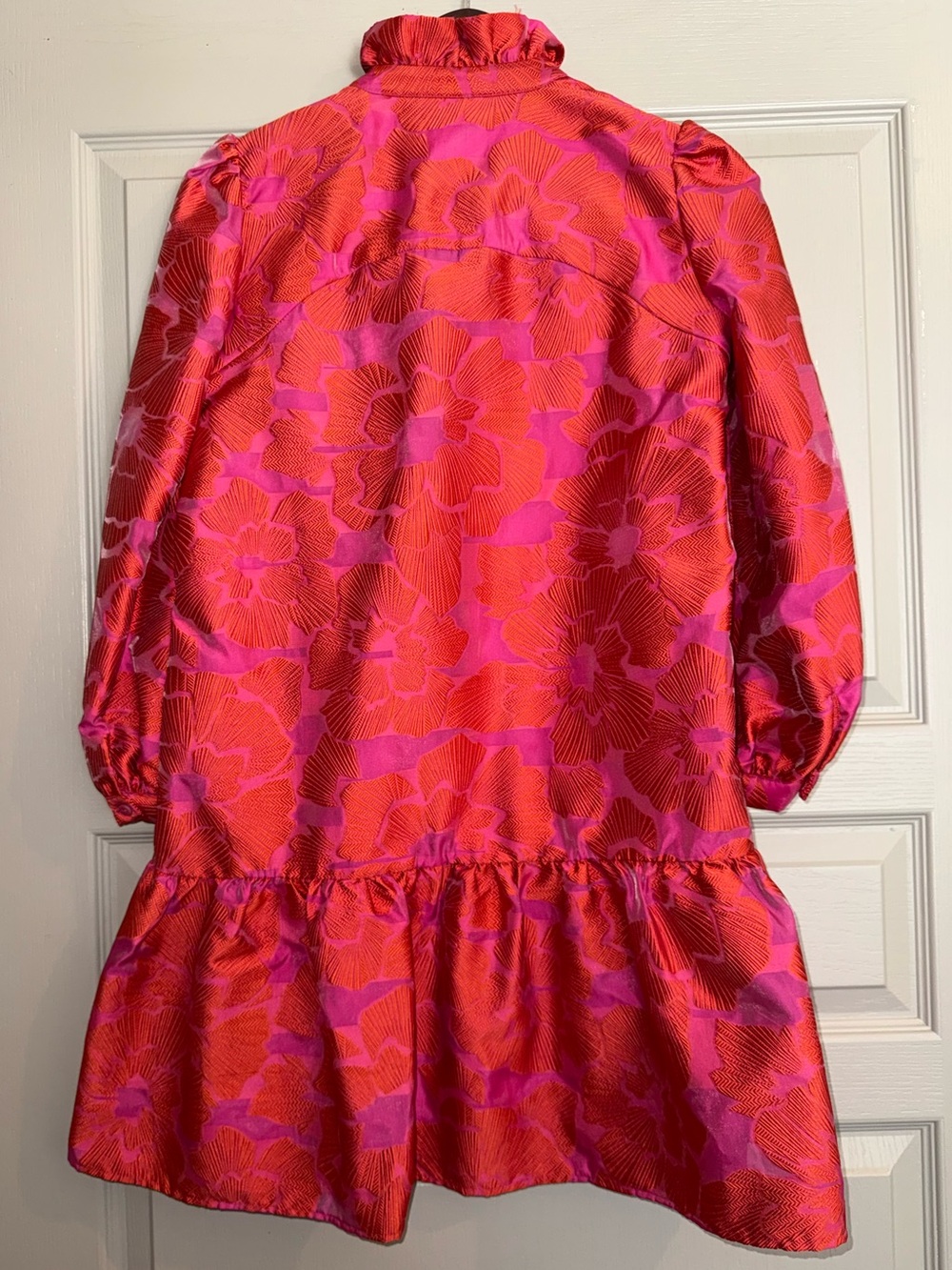 Tuckernuck NEW Red Fil Coupe jacquard Palmerston Long Sleeve Mini Dress Small - Picture 9 of 12